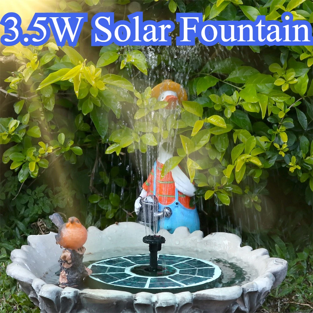 

Фонтан на солнечной энергии 3,5 Вт Встроенная аккумуляторная батарея емкостью 1500 мАч с 10 распылительными насадками и 3 фиксаторами Прочный стабильный солнечный фонтан