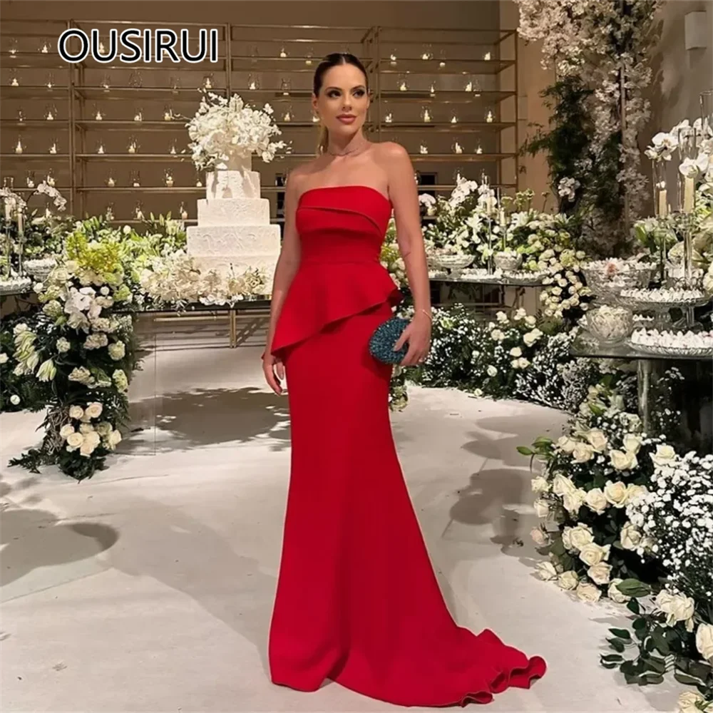 

OUSIRUI Vestidos de Festa Новый стиль с воротником-лодочкой, атласное однотонное вечернее платье-футляр с открытой спиной, платье для выпускного вечера