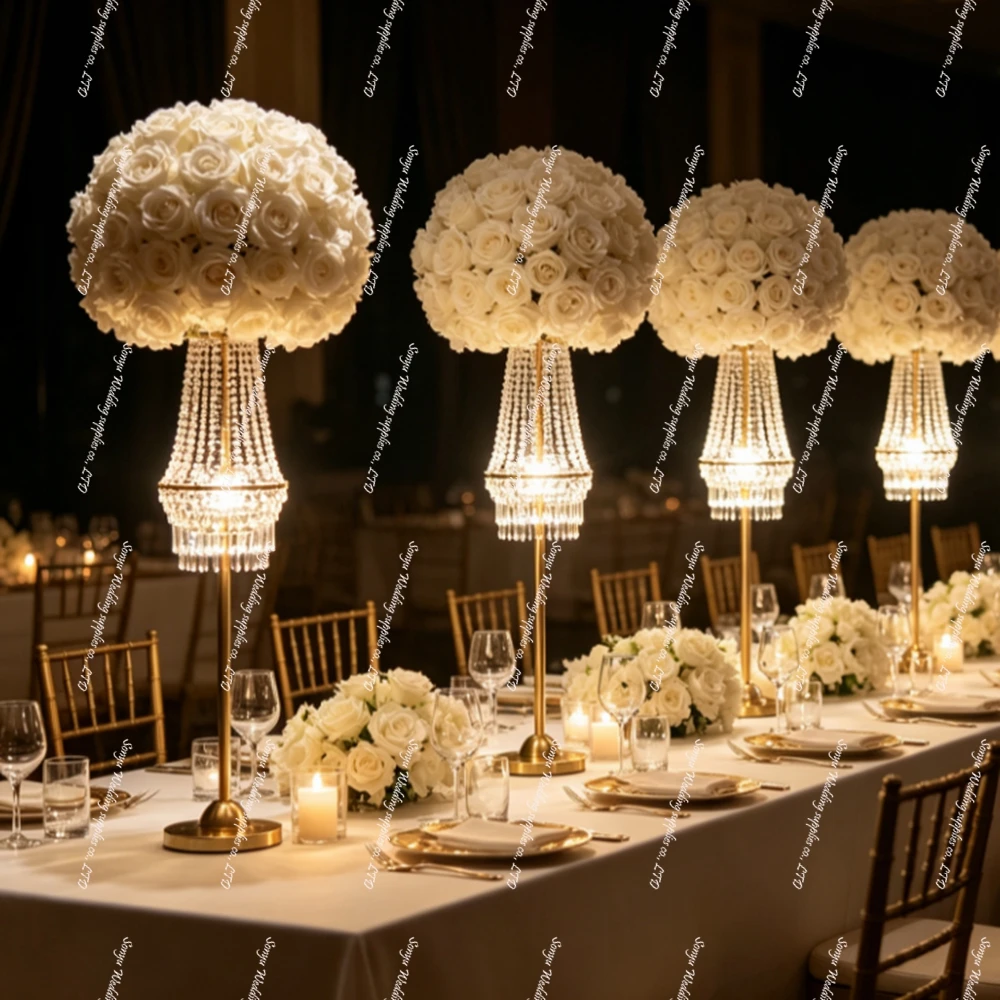 80-120cm 5/10pcs Supplied Directly Luxury Gold Standing Lamp Shade for Events & Wedding Table Centerpieces