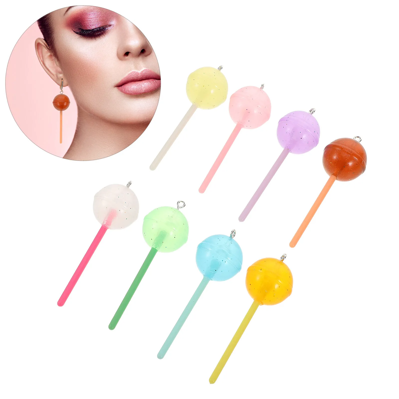 

24Pcs Glow Lollipop Charms Candy Pendants DIY Earrings Jewelry Keychain Decorations Fun Creative Accessories Women
