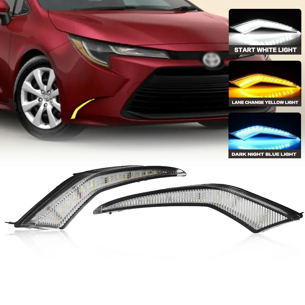 2 Pcs LED DRL Daytime Running Light For Toyota Levin 2020 2021 2022 2023 Auto Driving Lamp Dynamic Car Accessories Turn Signal