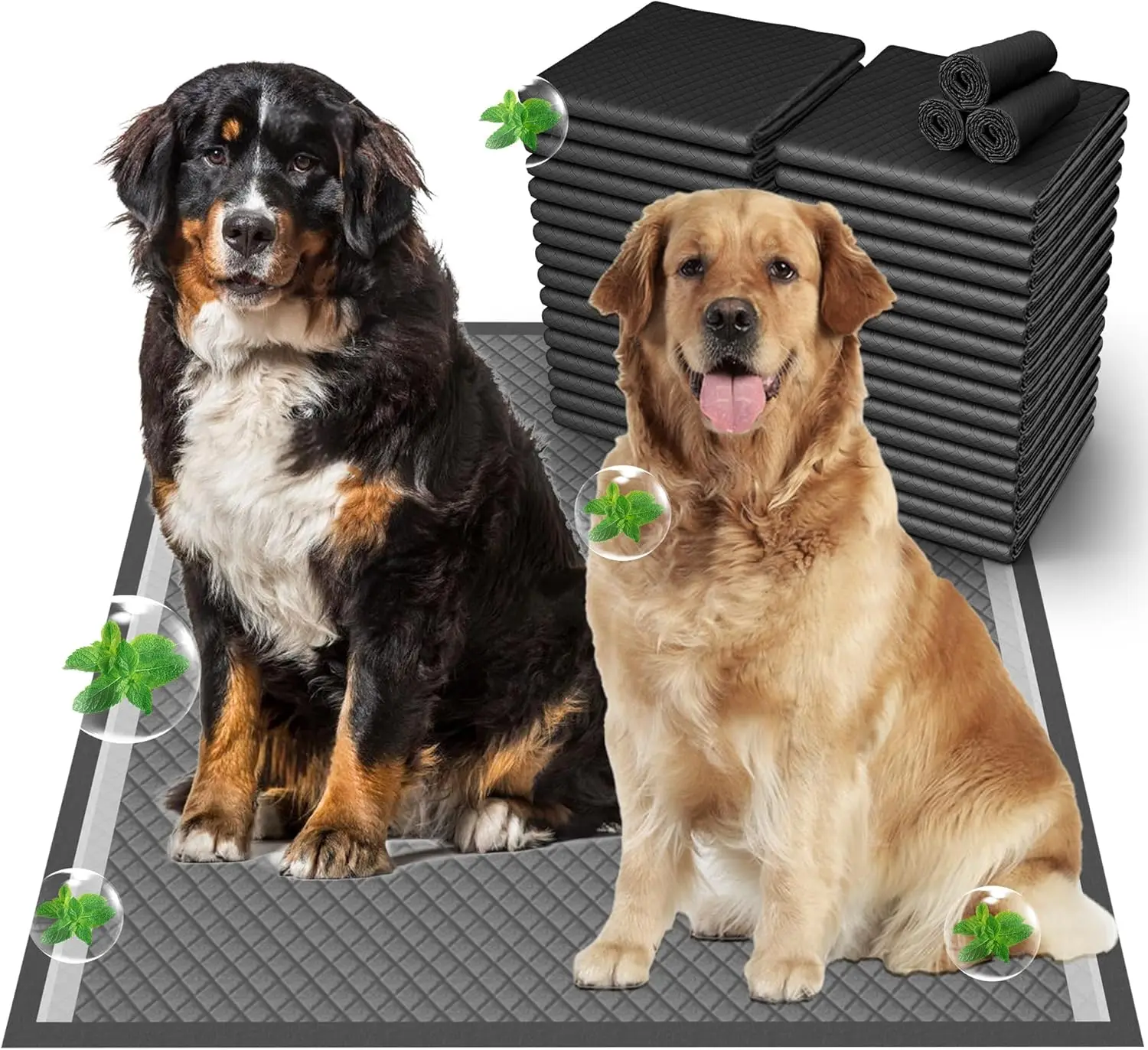 

37"x54" Activated Charcoal Dog Pee Pads - 150 Count,Extra Large,Super Absorbent,Leakproof,Long-Lasting Odor Control-Essential pe