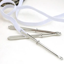 2Pcs Stainless Steel Garment Clips Sewing DIY Tools Elastic Band Tape Punch Cross Stitch Drawstring Threader Wear Elastic Clamp