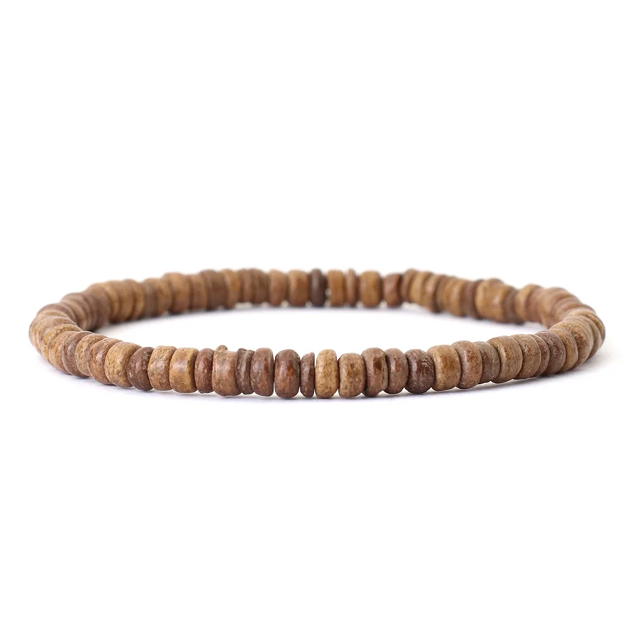 Minimalist Natural Wood Bracelet Unisex Brown Coconut Bead Braslet Leisure Accessories Meditation Jewelry Tiger Eyes Braclet