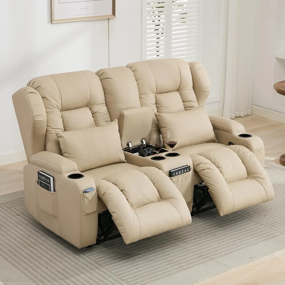 

65.5" RV Loveseat Recliner Double Recliner RV Sofa & Console | Wall Hugger Reclining ，Theater Seats | RV Couch