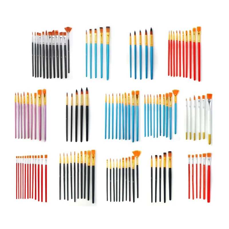 K1AA 5/6/10/12Pcs Watercolor Pen Paintbrush Nylon Hair Paint Brush Oil Painting Brush