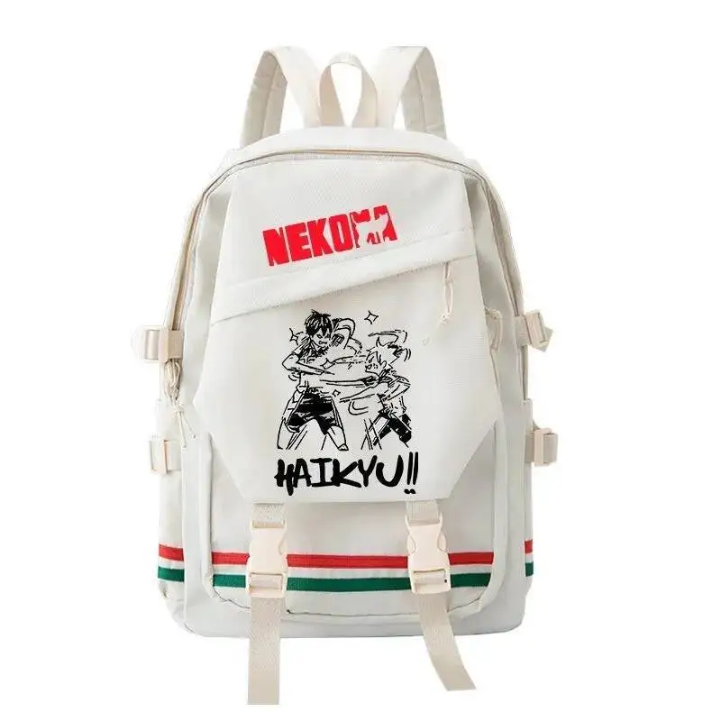أنيمي لعبة أسود أبيض Haikyuu طالب المراهقين الحقائب المدرسية سعة كبيرة Mochilas حقائب الظهر للهدايا