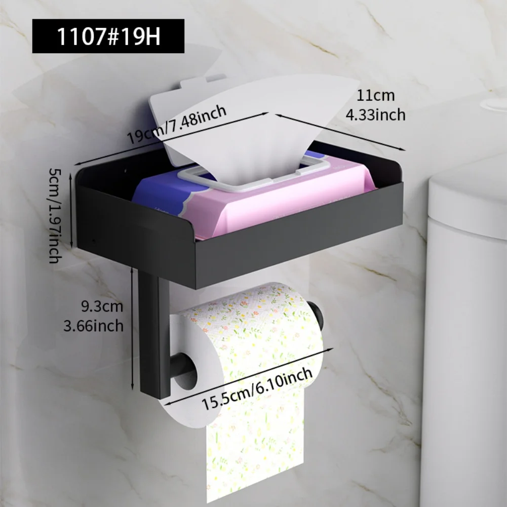 Stainless Steel Double Toilet Paper Holder With Shelf Guardrail Design Non Perforated Roll Stand For RV Bathroom Home Decor