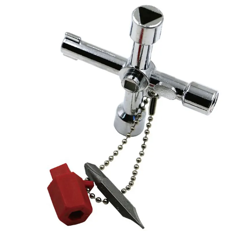 Multi-function key wrench four-in-one inner triangular cross valve long head