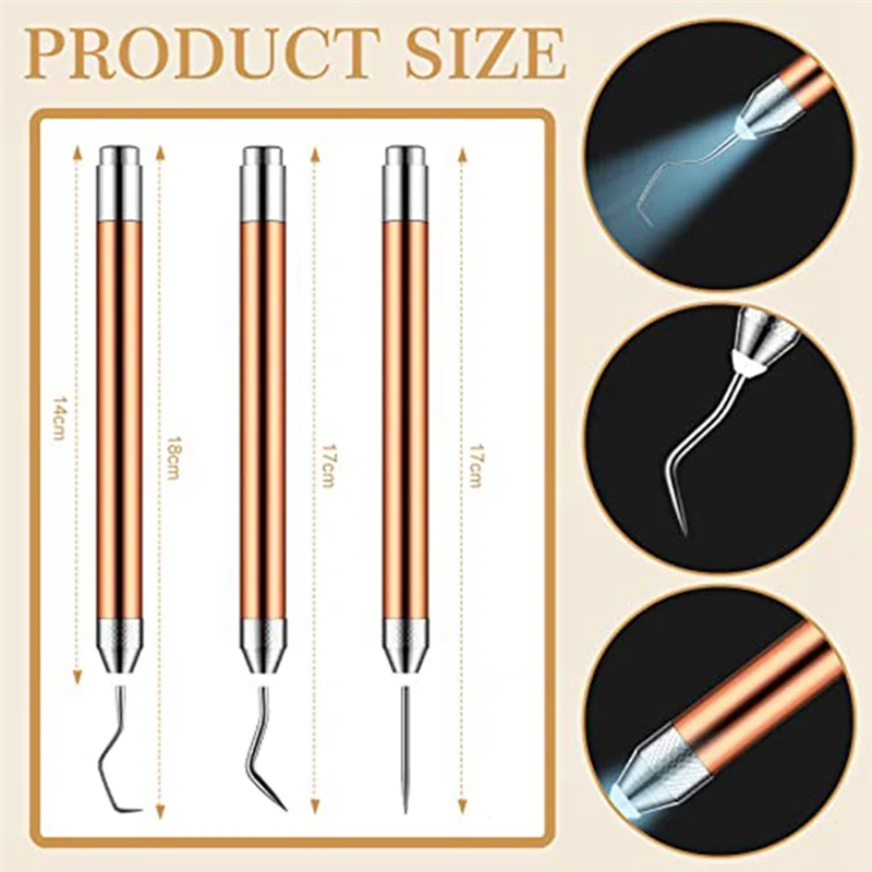 

MAKE-3 Pieces Weeding Tools Weeding Pen Craft Tweezers Pin Tools Pin Pen Weeding Tool For Vinyl With LED Light Set