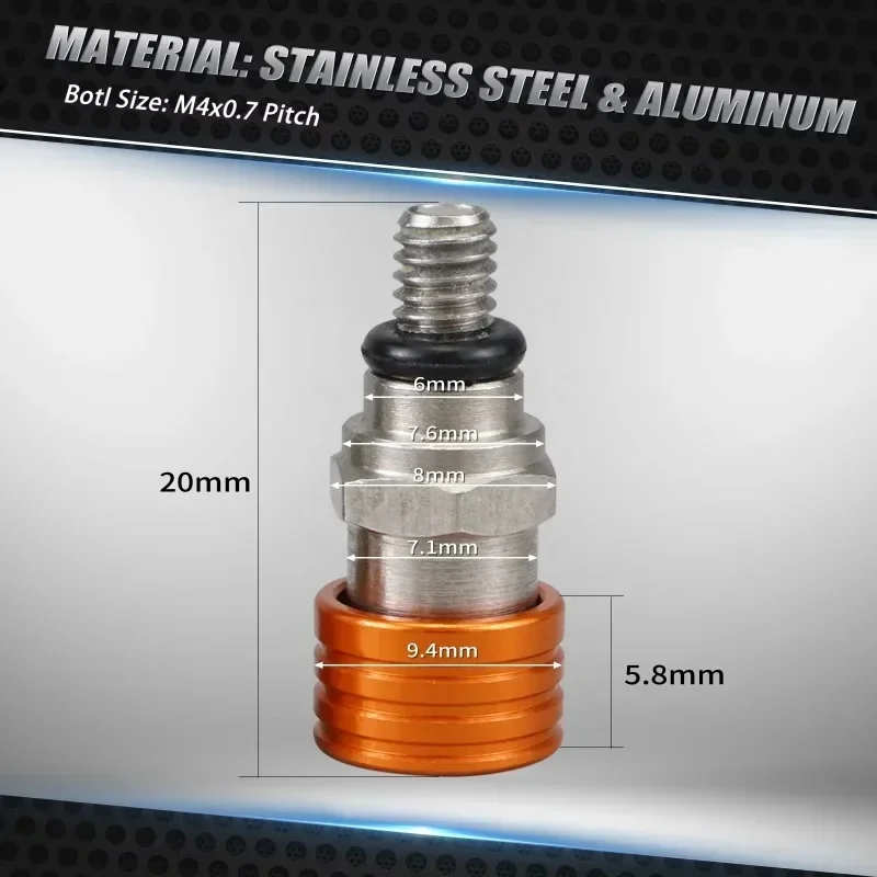 Motocicleta sangrar garfo dianteiro, válvulas de sangramento de ar para Yamaha, YZ, TTR, WR, 125, 250, 450F, Suzuki, DRZ, RM, RMX, RMZ, Kawasaki, Honda, M5x0.8