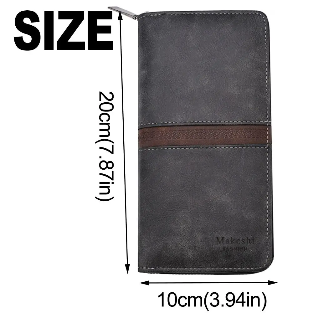 Gift Vintage Vintage Coin Purse Zipper Portable Men's Long Wallet Practical Large Capacity Men Coins Bag Daily Use