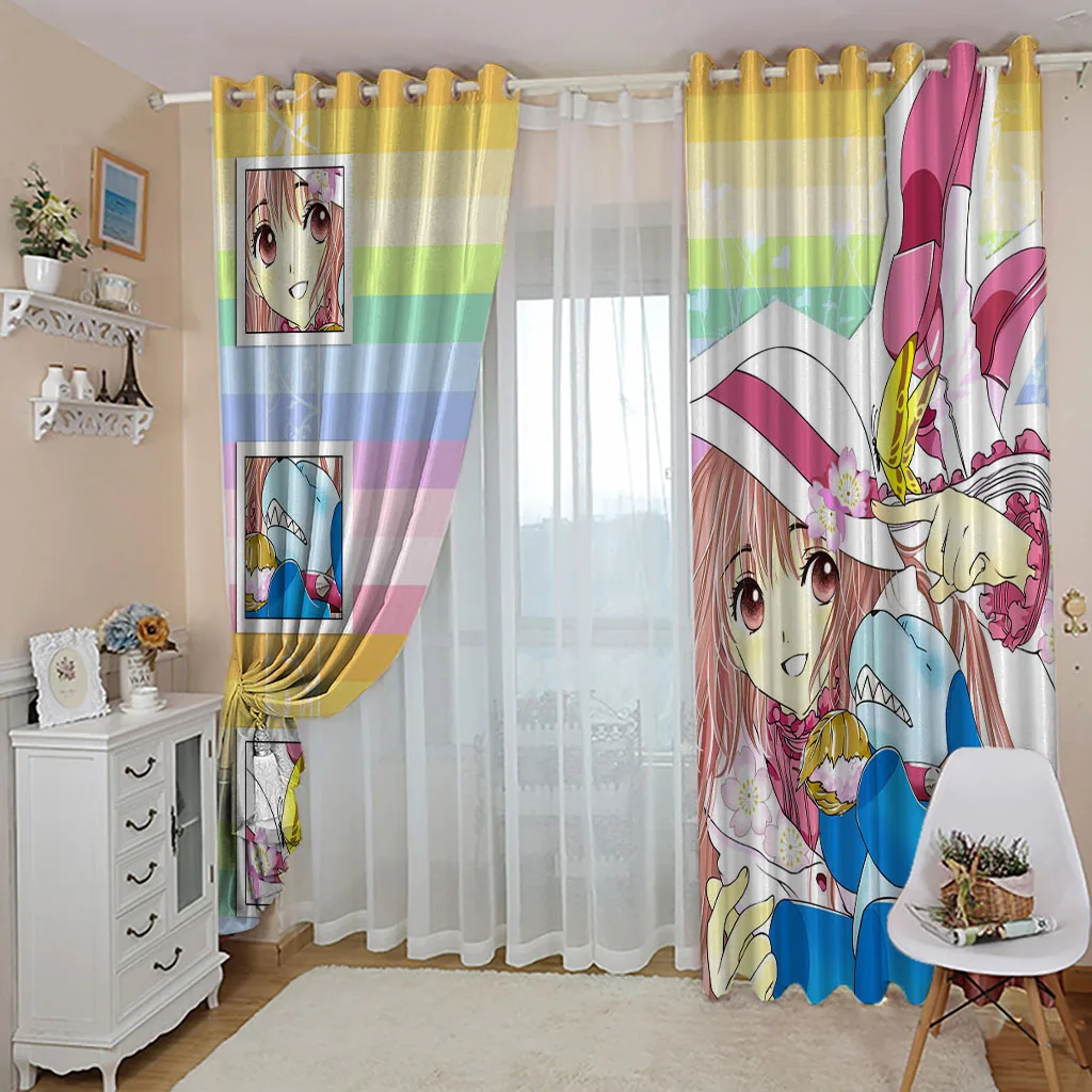 Cerejeira Japonesa Cartoon Anime Dustproof  Balcony Screen Curtains For Living Room Bedroom Blackout Curtains Polyester Home