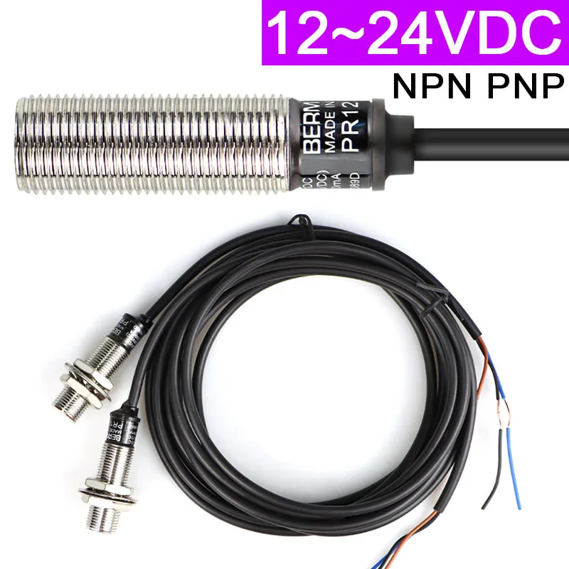 

PR12-2DN NPN 3-проводной датчик приближения, металлический индукционный переключатель 12 мм PR12-2DP PNP 12 В 24 В 12 ~ 24 В постоянного тока, расстояние обнаружения 2 мм