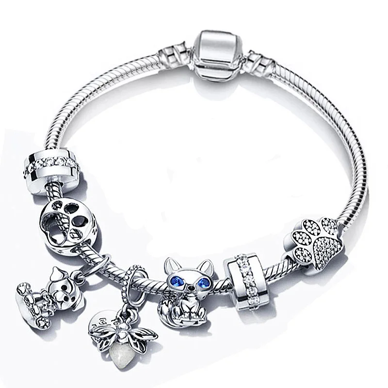 Neue Ankunft Silber Überzogene Charm Armband Für Frauen Mit Kristall Perlen Anhänger DIY Mode Marke