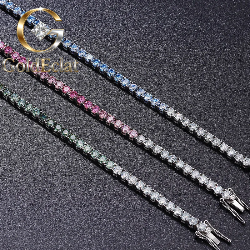 GoldEclat  Luxury Solid Platinum PT950 Rhinestone Gradient Moissanite Diamond Bracelet Personalized All-match Full Diamond Br