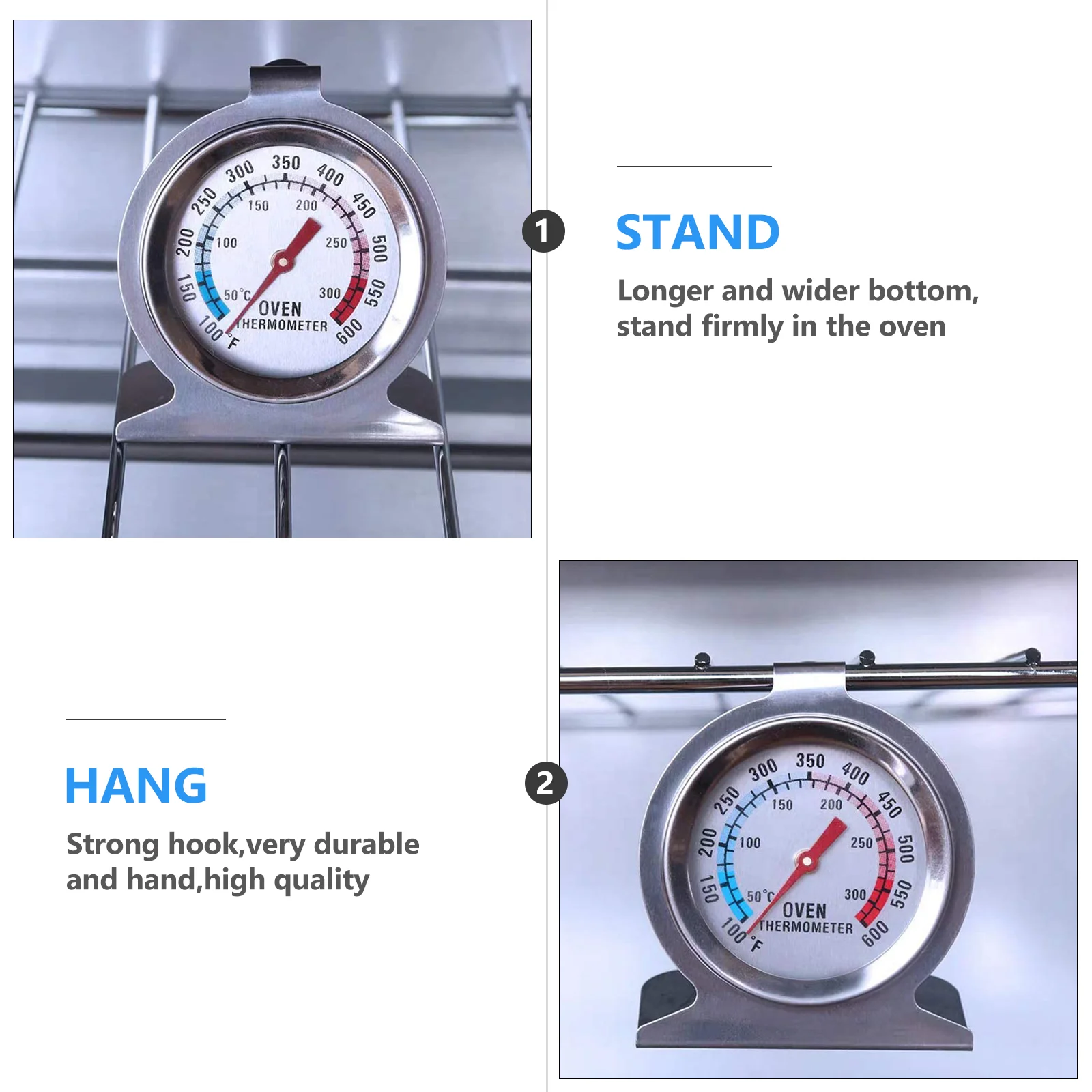 Stainless Steel Oven Baking 50 500°C Kitchen Food Thermometer Turkey BBQ Thermometer Accurate Instant Read Safe Home