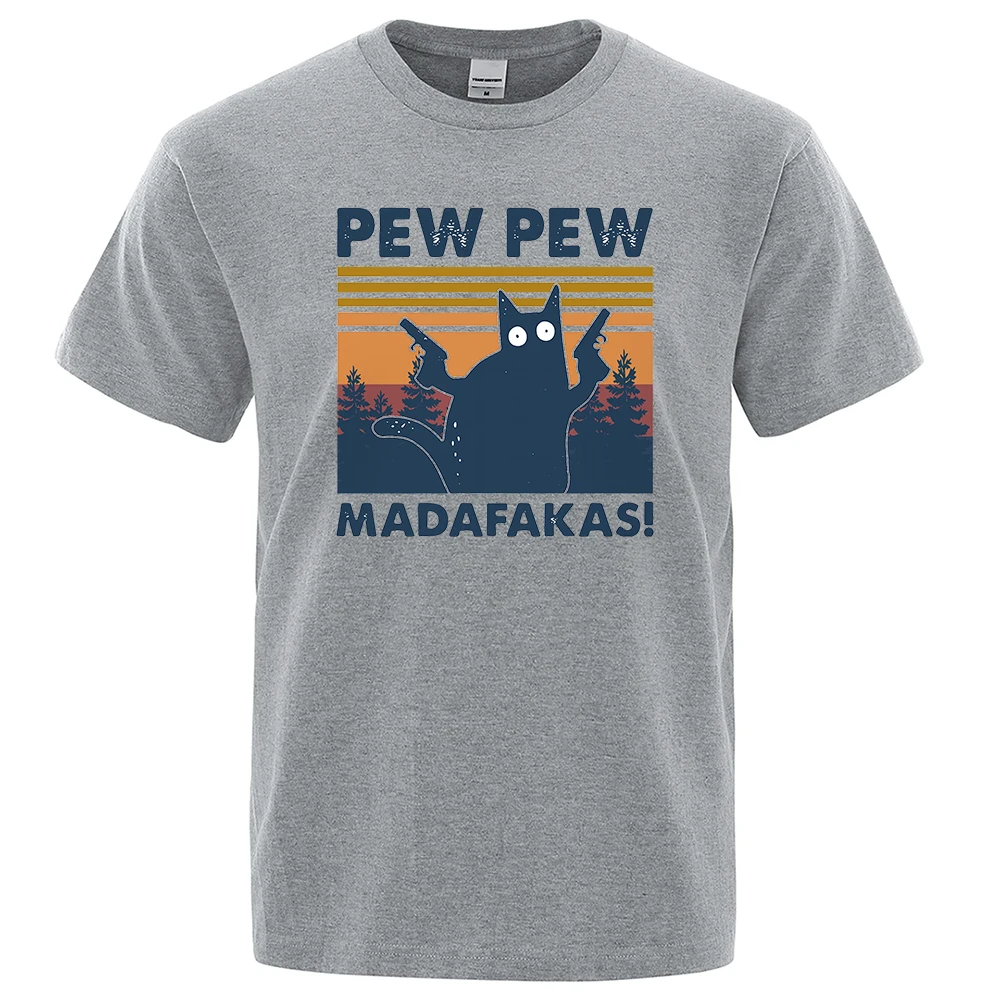 Pew Pew Madafakas Funny Street Cartoons Printed Male Tee Clothes Summer Cotton T Shirt O-Neck Hip Hop Men T-Shirt Oversized Tees