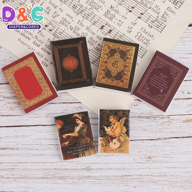 6Pcs/set 1/12 Dollhouse Miniature Book Model Notebook Doll House Furniture Decor