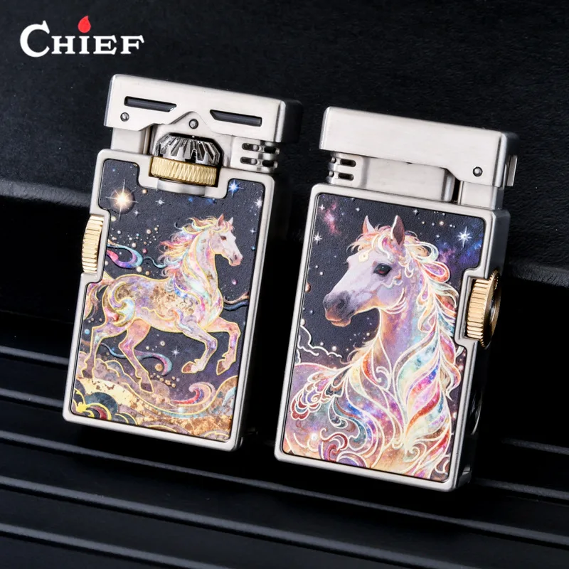 Unique Metal wicks Fluid Lighter Creative Engaged Cigarette Accessories Classic Retro Smokers Antique Collectible Gift