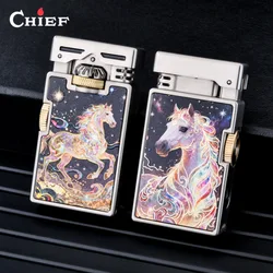 Unique Metal wicks Fluid Lighter Creative Engaged Cigarette Accessories Classic Retro Smokers Antique Collectible Gift