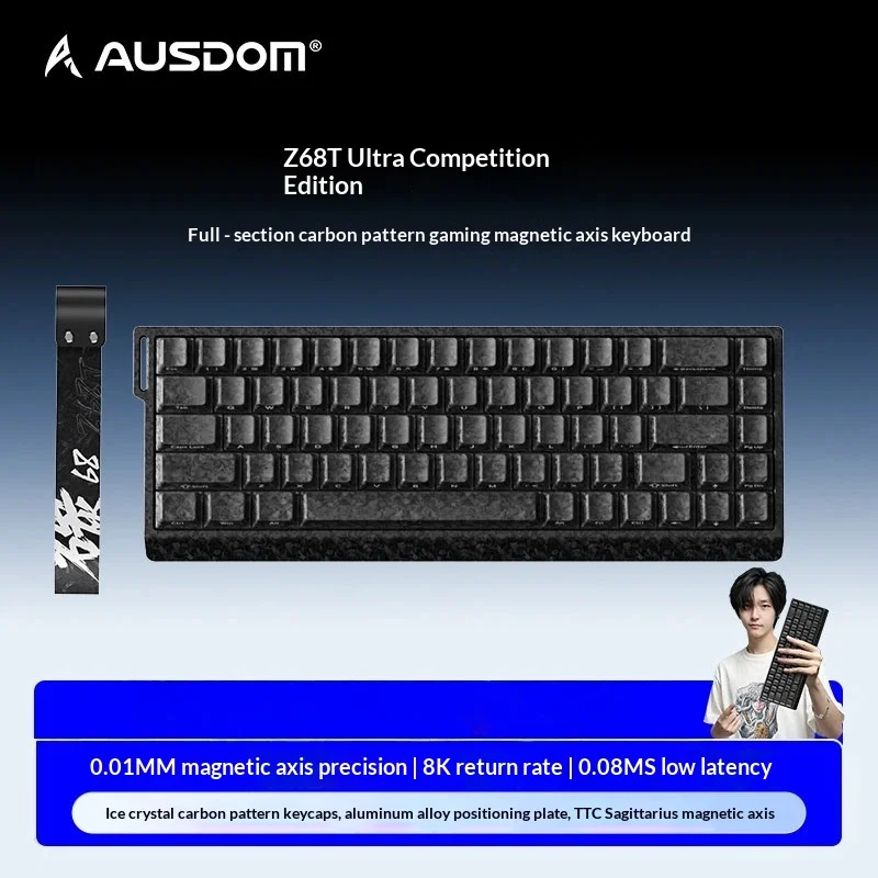 Asidun Mechanical Keyboard Z68t Carbon Magnetic Axis Premium Wired Single Mode 001mm Rt Gaming Esports For Pc Computer Game