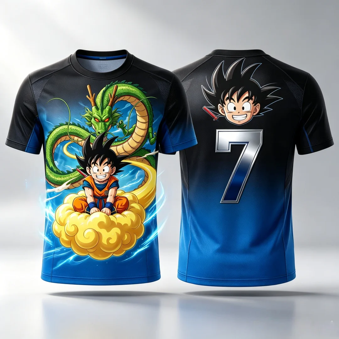 2026 Dragon Ball Kid Goku & Shenron # 7 Jersey T-Shirt 3D-Druck Anime Tee Atmungsaktive Sportbekleidung für Männer Frauen Fans Streetwear Top – Detail 13