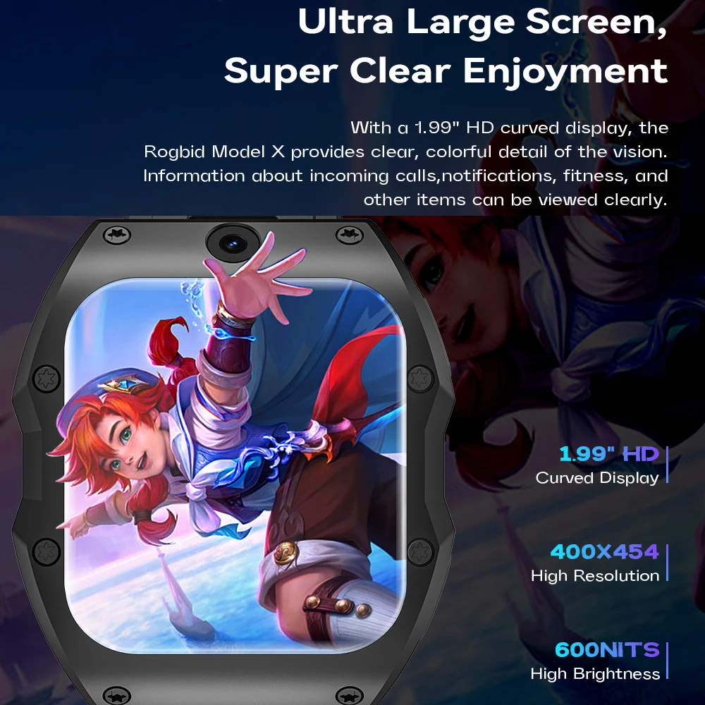 Rogbid Model X Android 9,0 reloj inteligente 4G LTE 4GB Ram 128GB Rom Quad Core Smartwatch cámaras duales pantalla HD de 1,99 "bisel de cerámica