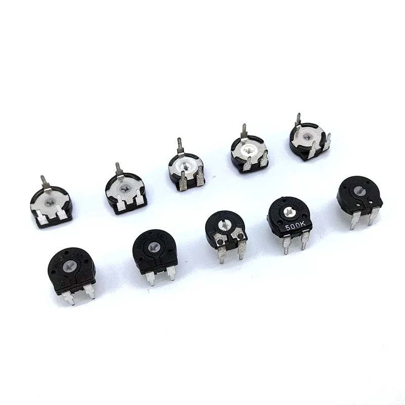 5 pcs Adjustable resistance PT10 Horizontal Potentiometer Screwdriver Through hole 500Ω 1k 2k 5k 10k 20k 50k 100k 200k 500k 1M