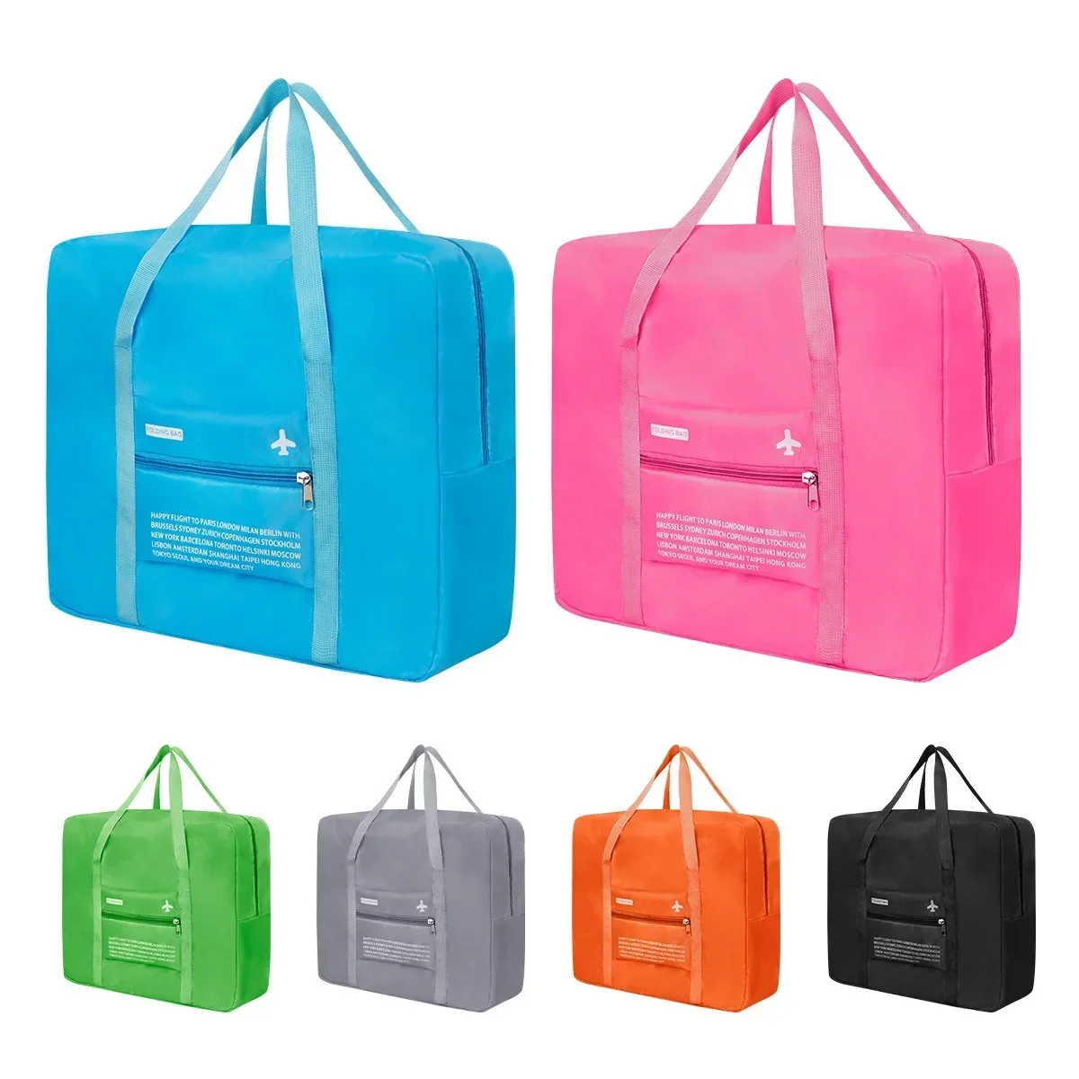 Hand Luggage Organization Waterproof Organizer for Travel Portable Nylon Bag Large Capacity Foldable Airplane Storage Bag