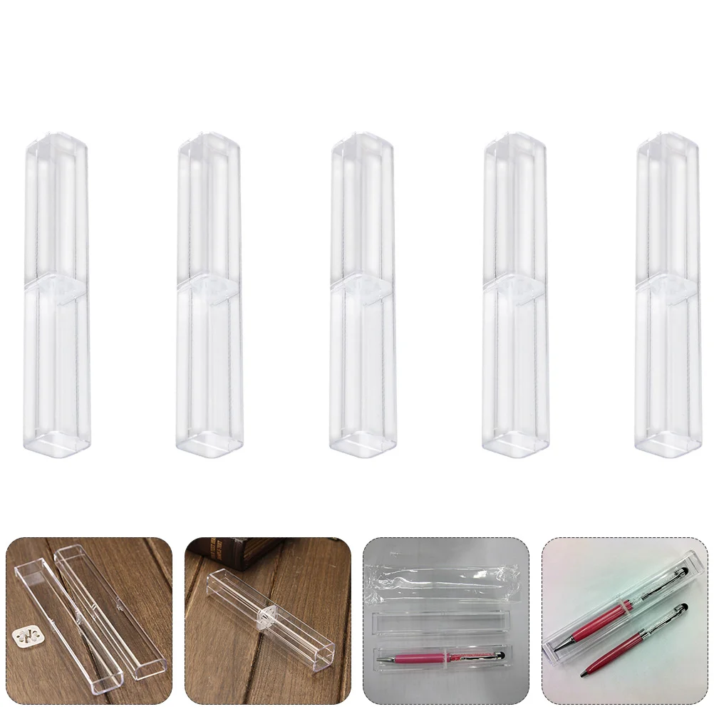 10 Pcs Pencil Case Ballpoint Box Clear Container Gift Plastic Office Supplies Square