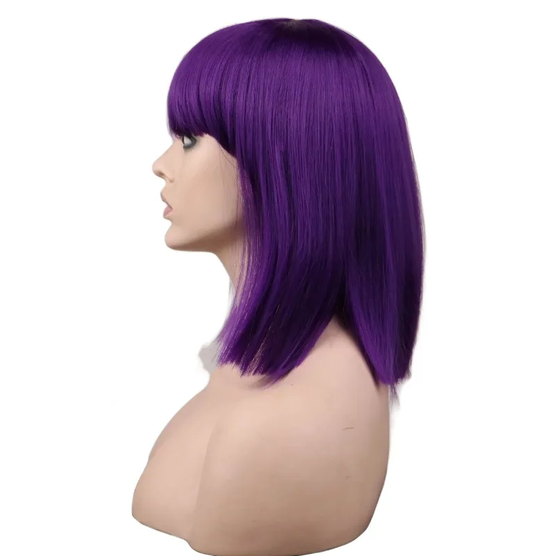 Anime Ennui Short Purple Wig Costume Wig for Halloween Cosplay Party Synthetic Party Fairy inside out Wigs for Women Girls