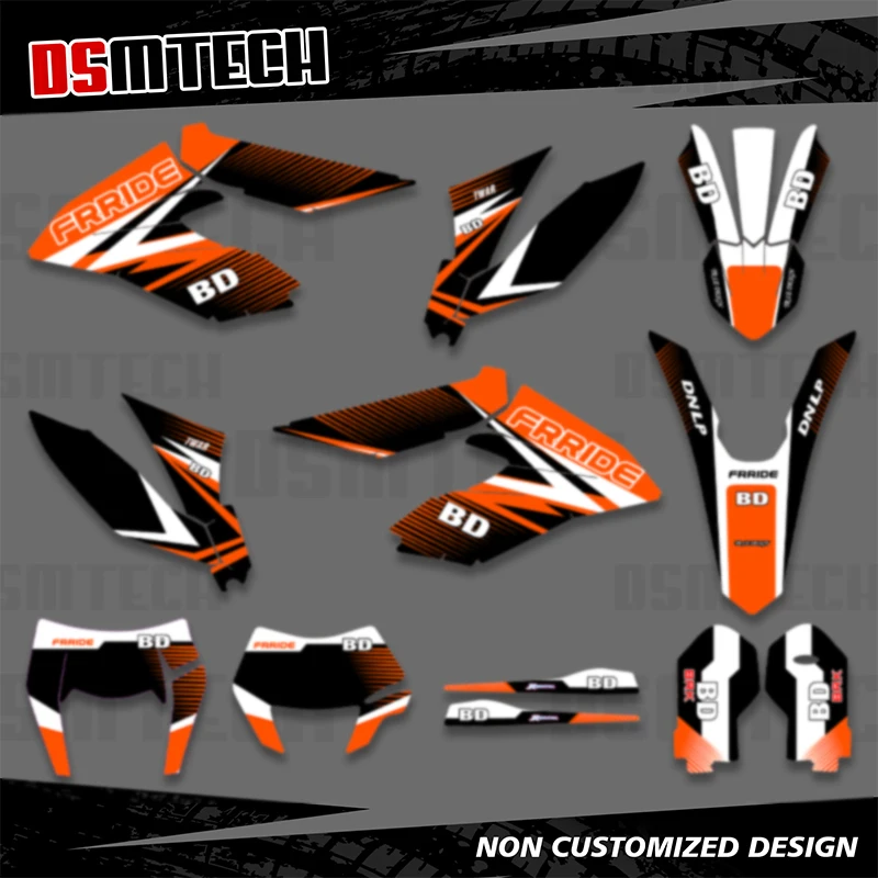 DSMTECH Full Graphics Decals Stickers Kits for KTM Freeride 250 350 2012-20217 2018 2018 2020 2021 Number Name Background Custom