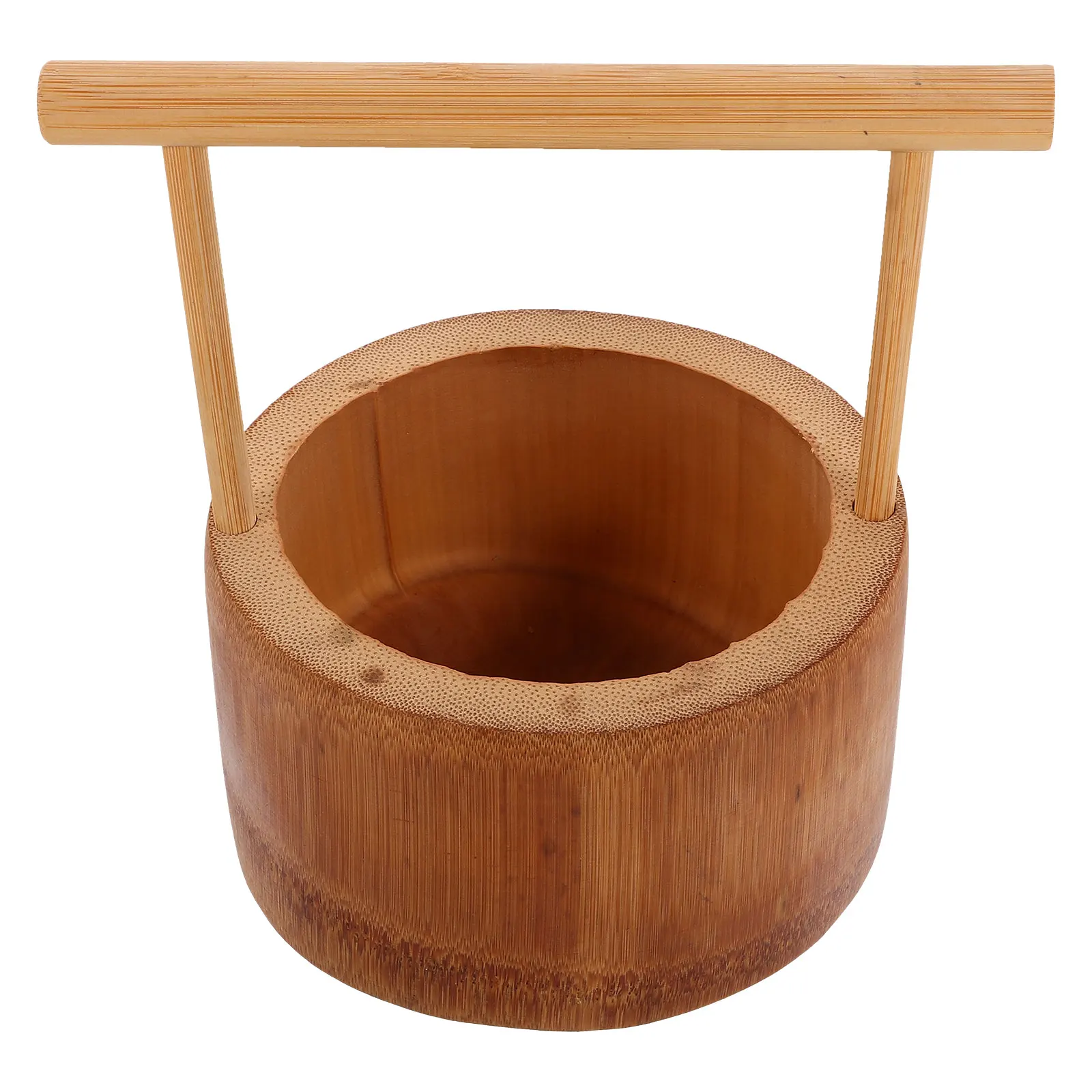 

Bamboo Bucket with Handle for Candy Storage Round Small Buckets Handbag Food Snack Serving Holiday Home Storage