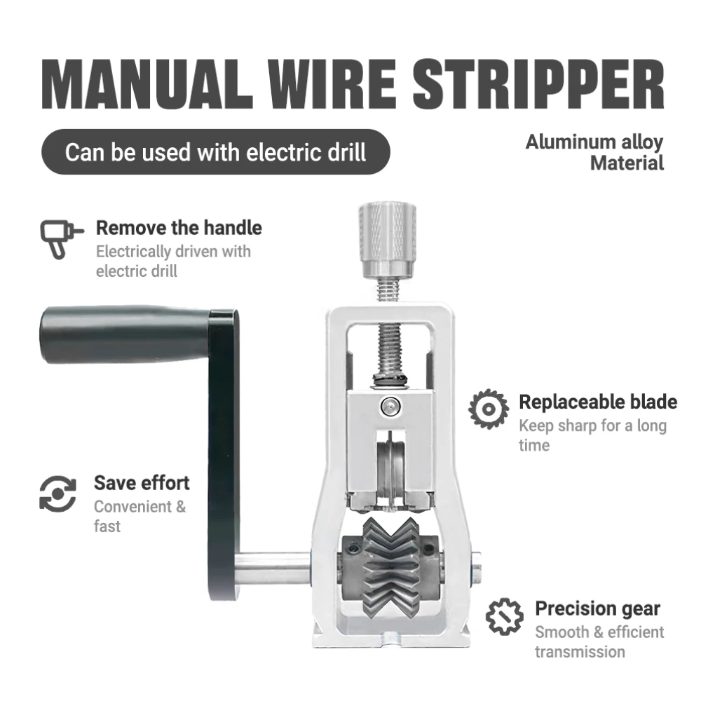 

Heavy Duty 2-20mm Manual Wire Stripping Tool Aluminum Alloy Material with Hand Crank Electric Cable Peeler for Household Wiring