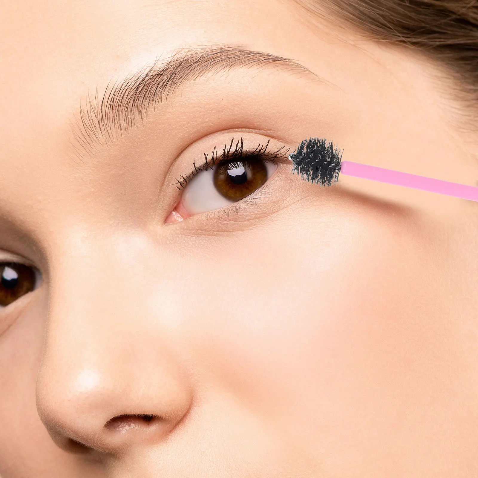 100 stuks oogmake-up wimperborstel make-upborstels voor ogen appelvorm wenkbrauw nylon