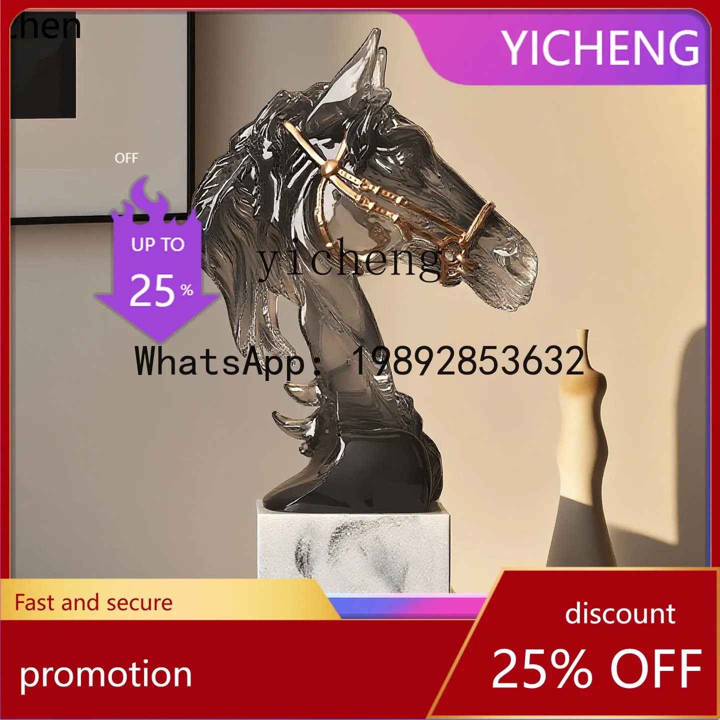 YFY  Horse Head Sculpture Ornament for Living Room TV Cabinet Entrance Office Wine Cabinet Decoration