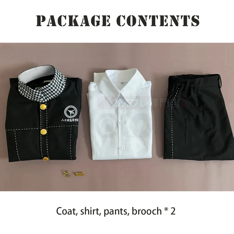 HOLOUN P4 Game Yu Narukami أزياء تنكرية شعر مستعار زي مدرسي مطرز منقوشة طوق البدلة السراويل قميص أبيض ملابس يومية