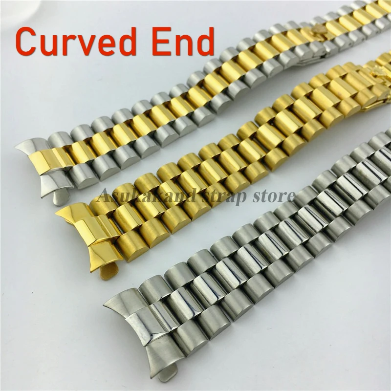 20 مللي متر منحني نهاية الفولاذ المقاوم للصدأ حزام الساعات ل رولكس ل أويستر الأبدي للطي مشبك سوار للمياه شبح الرجال فرقة معدنية