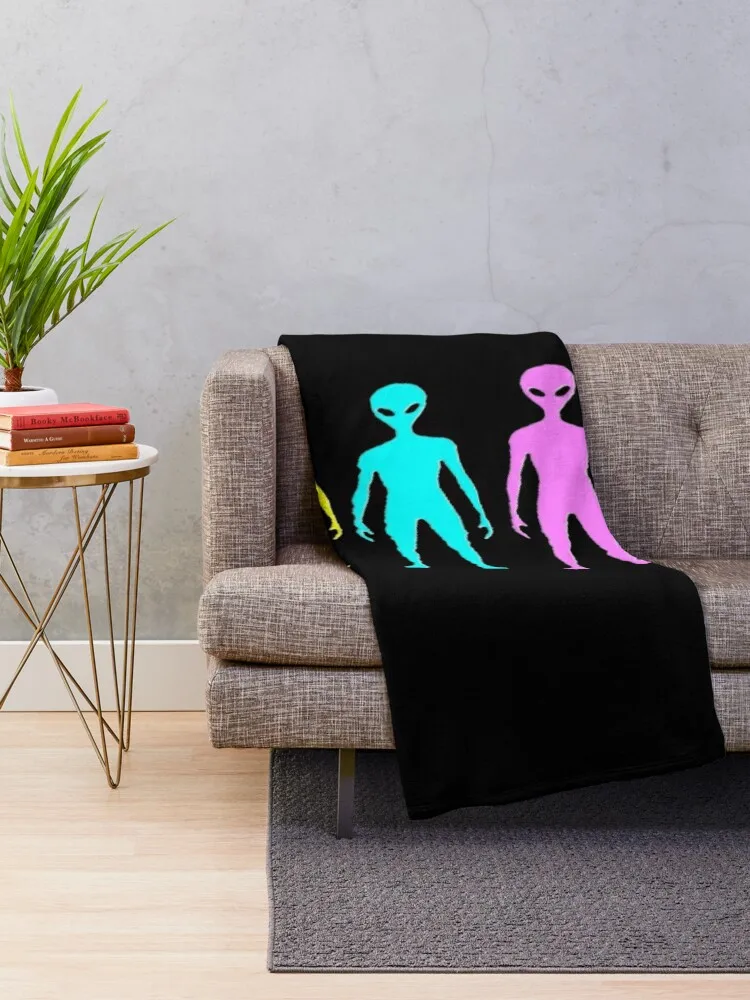 Aliens Silhouette Four Colour Summer Vibe Throw Blanket Multi-Purpose Sofa Quilt Loose Bed linens Blankets