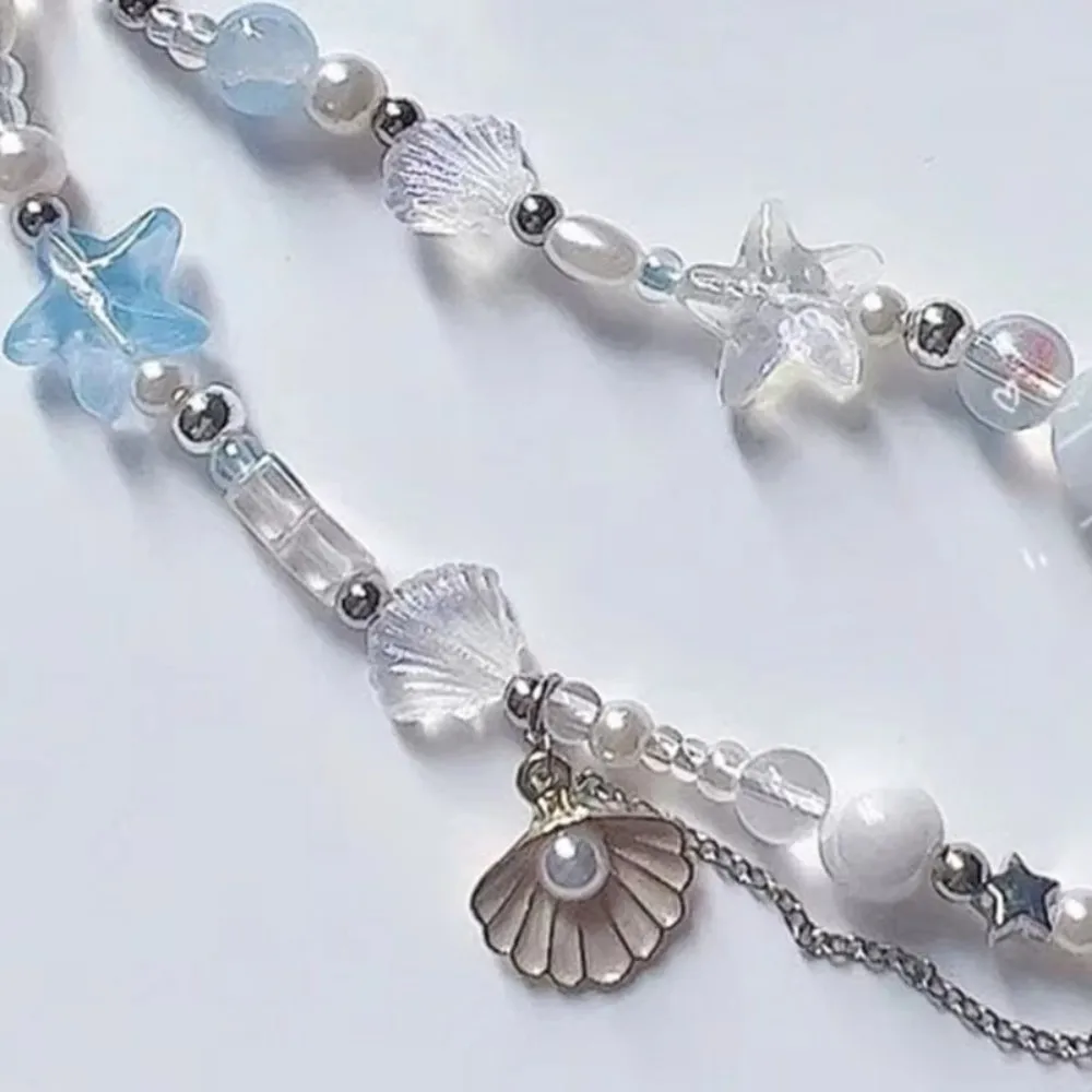 Charm Dreamy Design Mermaid Phone Chain Vibrant Beaded​ Conch Fish Tail Pendant Keychain​ Beaded ​Beaded Strap​