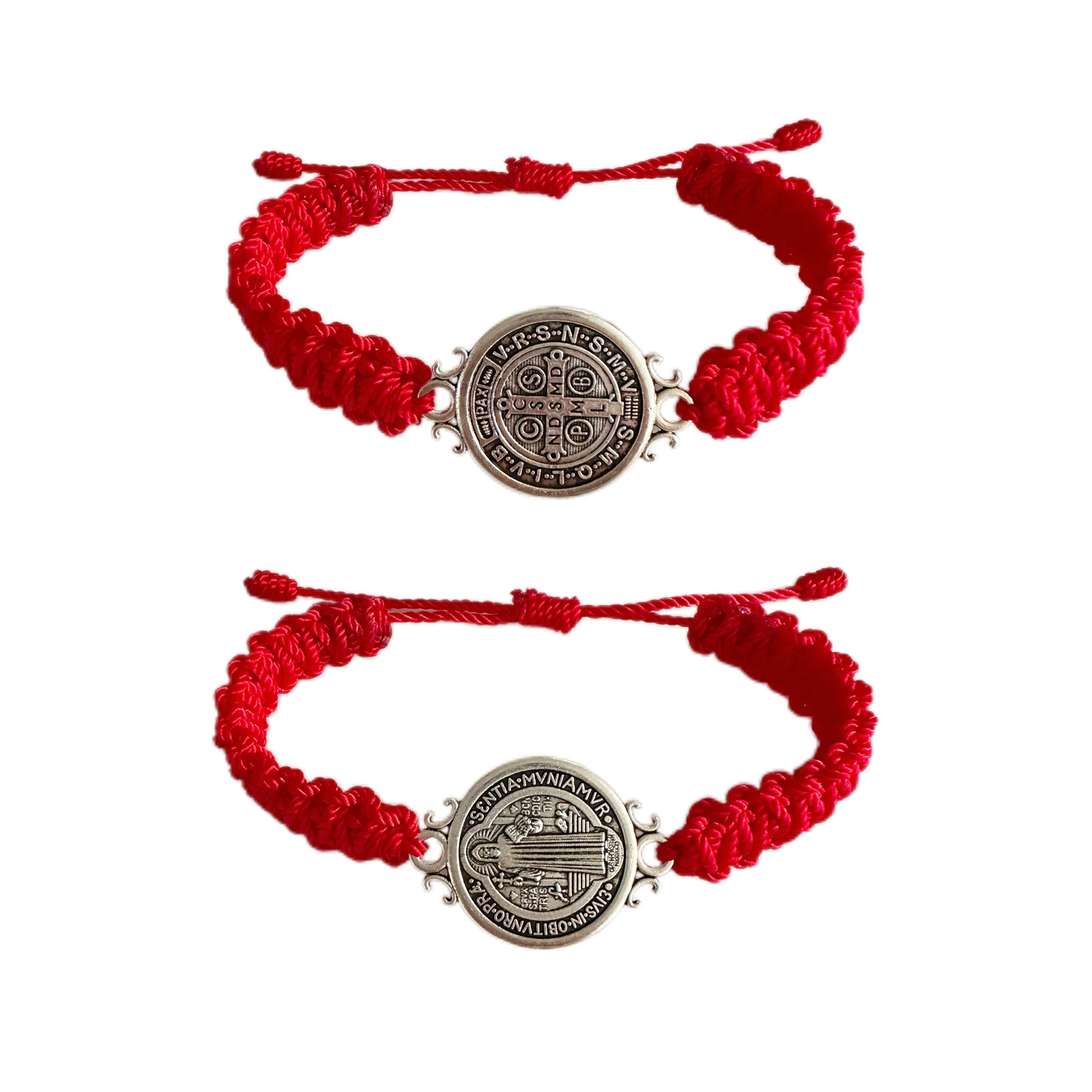 2 قطعة أساور بنديكت الأحمر ST هدايا مسبحة كاثوليكية سوار سانت بنديكت الأسود قابل للتعديل سلسلة زرقاء ميدالا دي سان بينيتو