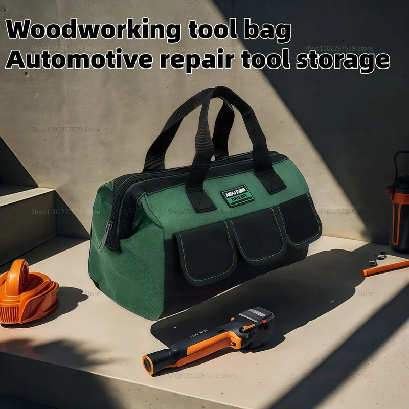 حقيبة أدوات كهربائي شديدة التحمل، حقيبة مقاومة للماء مع جيوب متعددة، حقيبة تخزين محمولة للبناء ورشة العمل