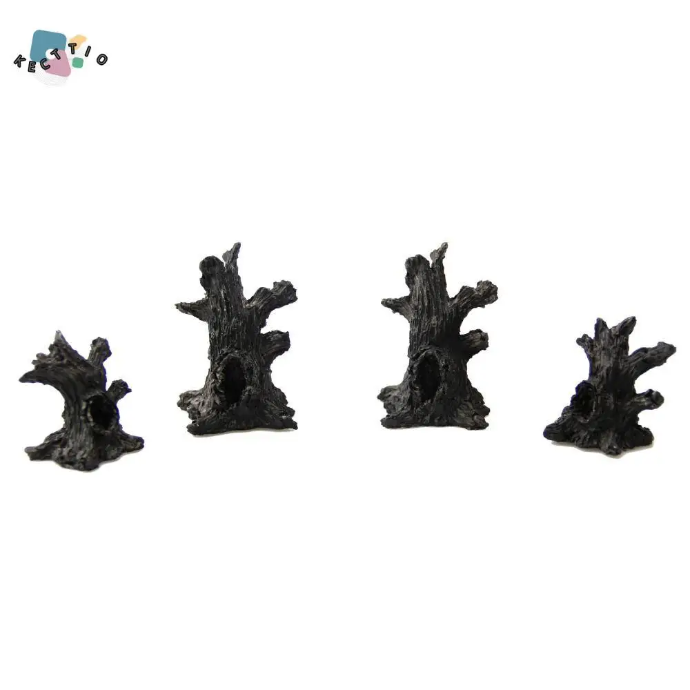 

3pcs Resin Mini Withered Tree Trunks Statue Black Unique Miniatures Figurines Waterproof Creative