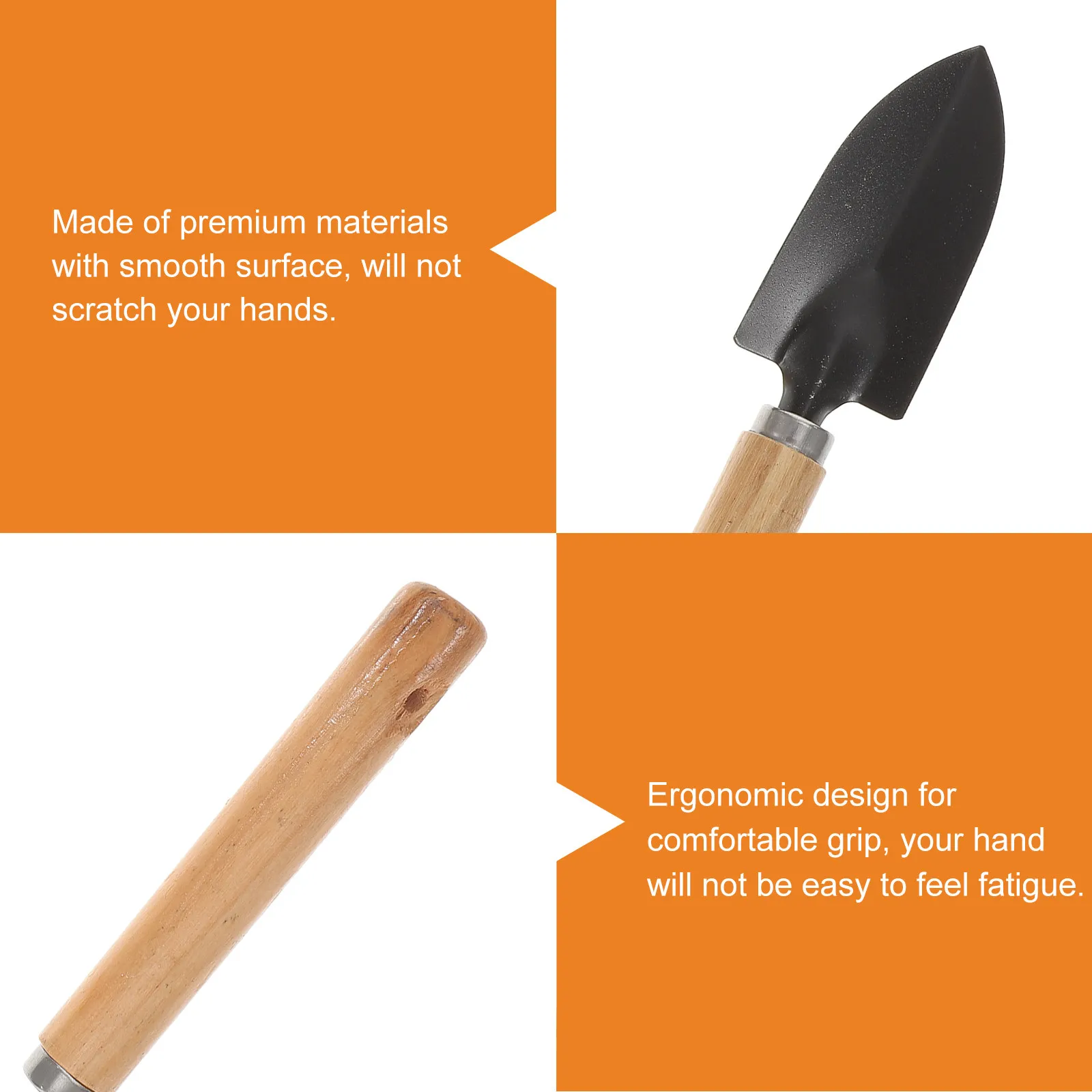 

3Pcs Garden Tool Set Mini Iron Shovel Trowel Rake Wood Handle Comfortable for Digging Cultivating Transplanting Outdoor Camping