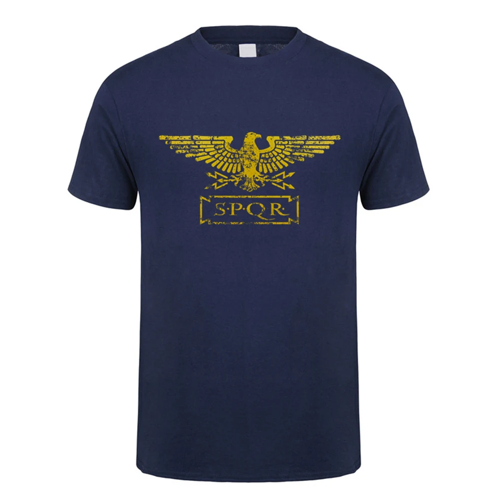 New SPQR T Shirt Summer Cotton Short Sleeve Cool Eagle banner Roman Empire T-shirt Men Clothes Tops DA-007