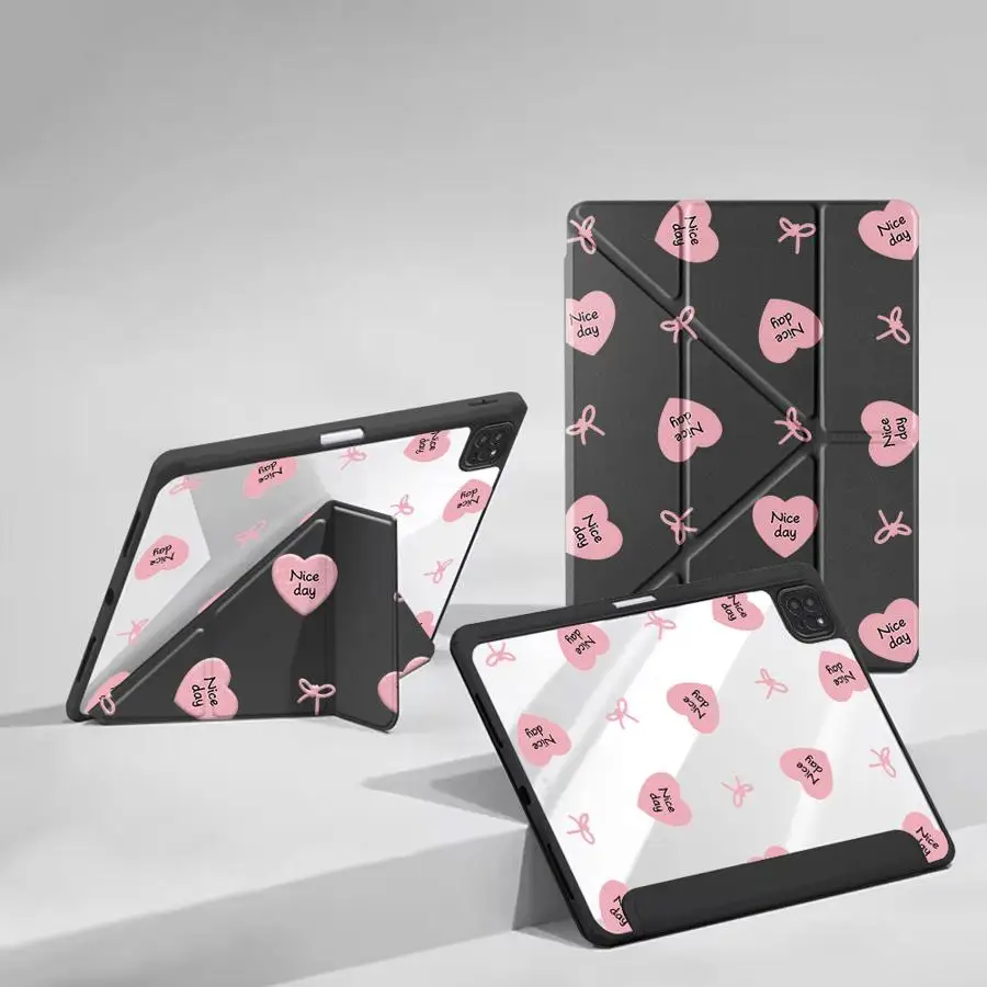

Чехол-подставка Sweet Pink Heart Holder для планшетов iPad Air 4 5 M3 M2 M4 11 дюймов, Pro 2025, Mini 6 7, Pro 11, 10, 9, 8, 7-го поколения, 12.9 дюймов