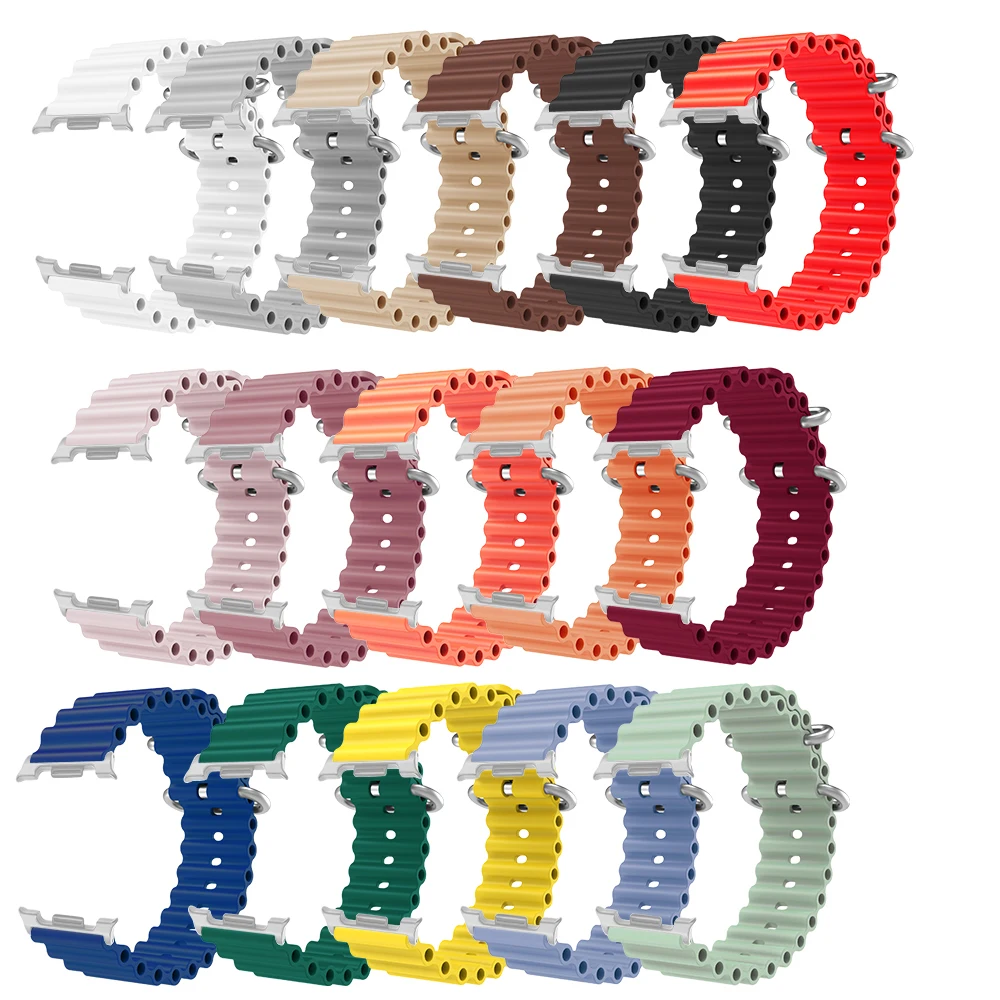 حزام Ocean Sport سريع الإصدار لساعة Samsung Galaxy Watch 8 سوار معدني بإبزيم معدني قابل للغسل من السيليكون ملحقات حزام الساعة الذكية