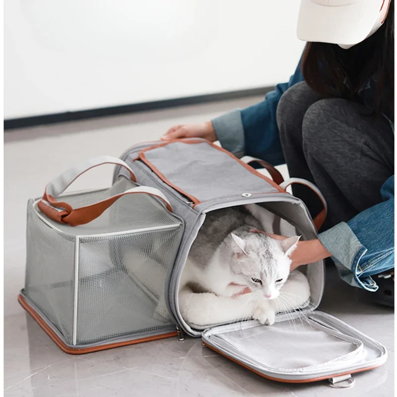 

Summer Breathable Cat Backpack Convenient Travel Transport Bag Expansion Design Kitten Basket 3D Large Capacity Pet Carry