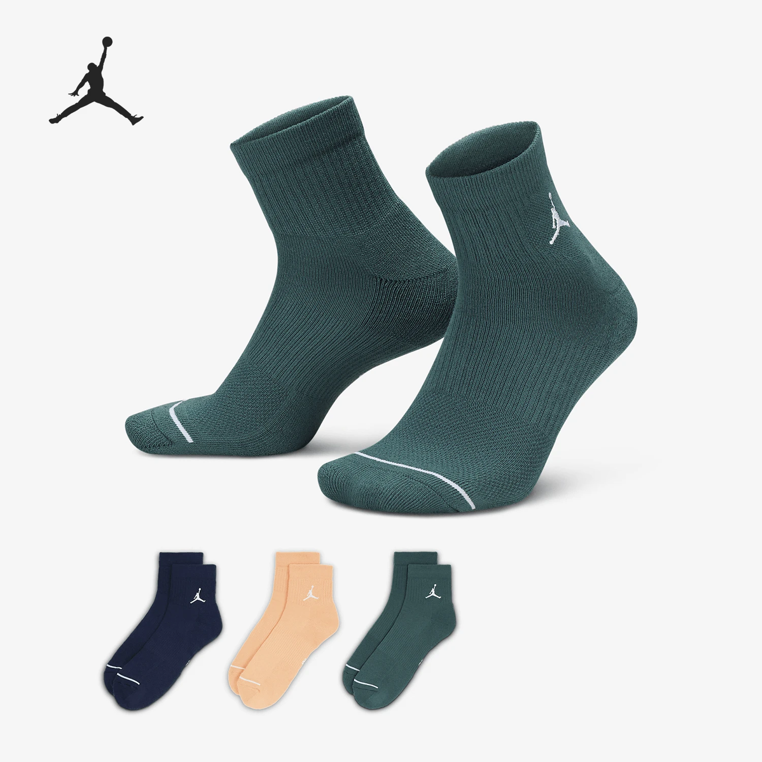 Nike Authentic Air Jordan Calcetines deportivos de tubo corto para hombre y mujer, juego de tres pares DX9655-010